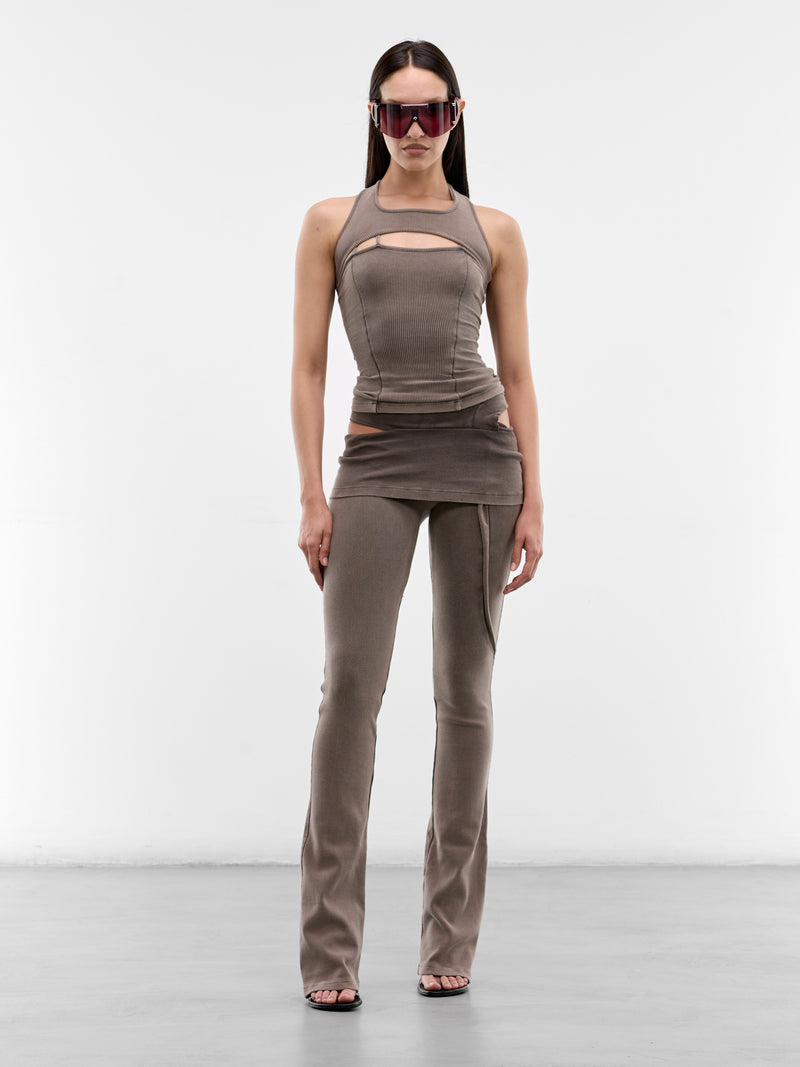 Beige Knit Flared Lounge Pants (10420470301-BEIGE)