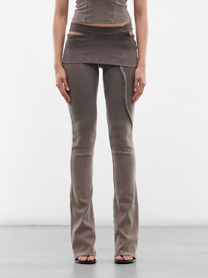 Beige Knit Flared Lounge Pants (10420470301-BEIGE)