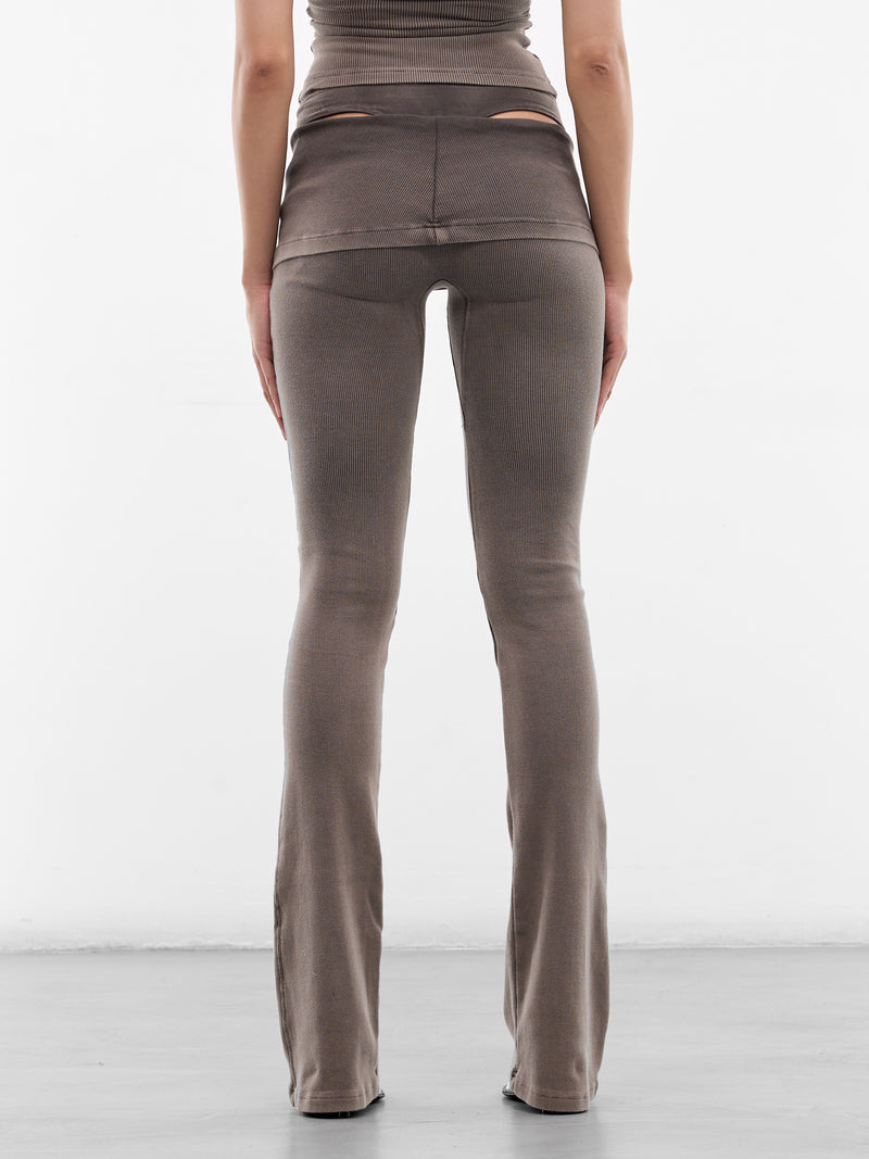 Beige Knit Flared Lounge Pants (10420470301-BEIGE)