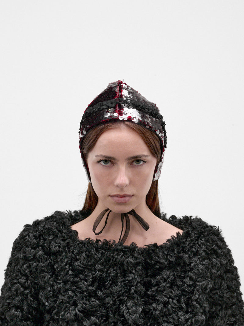 Deep Red Sequin Bonnet (1053-1362-DEEP-RED)