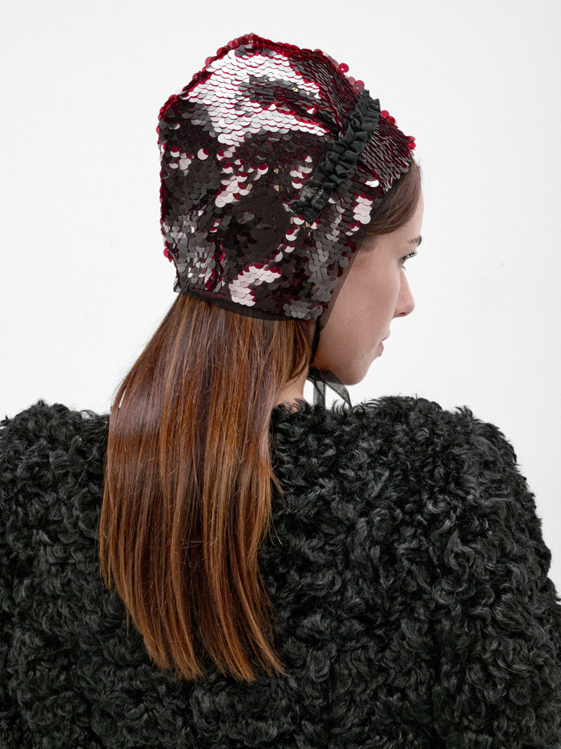 Deep Red Sequin Bonnet (1053-1362-DEEP-RED)