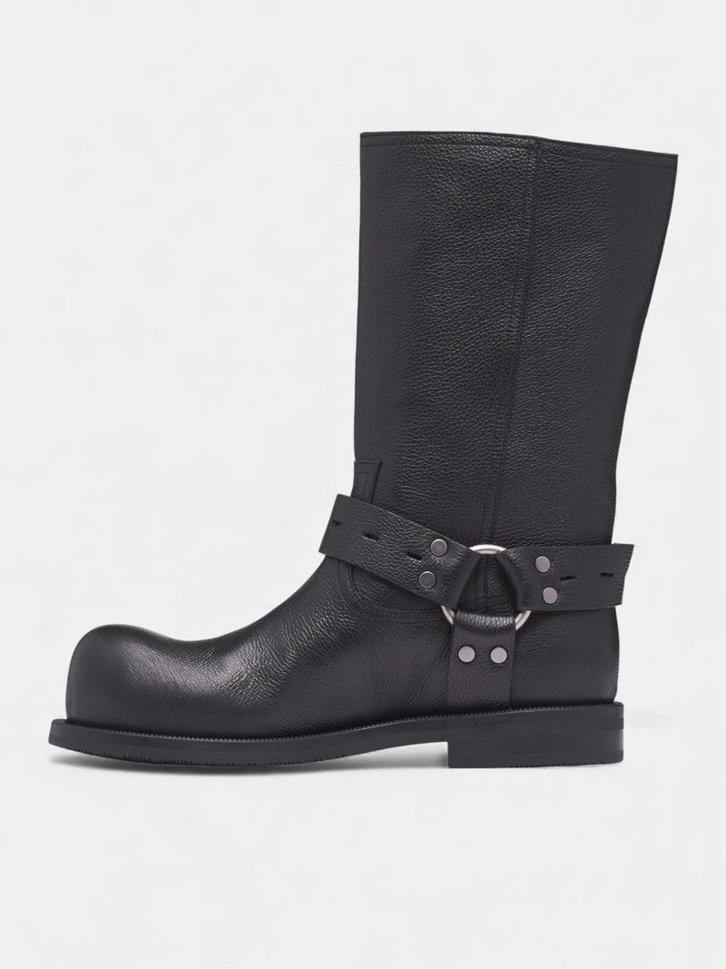 Black Leather Cockring Engineer Boots (1076LP21001-BLACK)