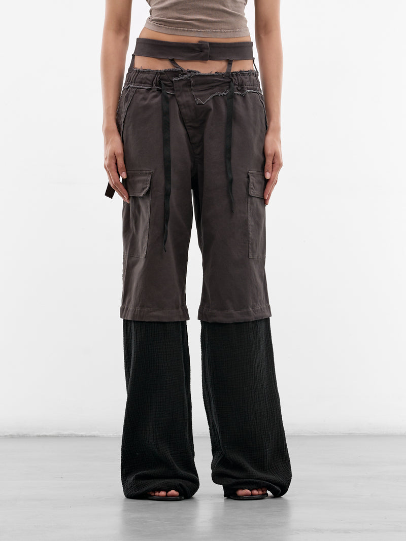 Two-Tone Paneled Cargo Pants (10920030603-BLACK-GREY)