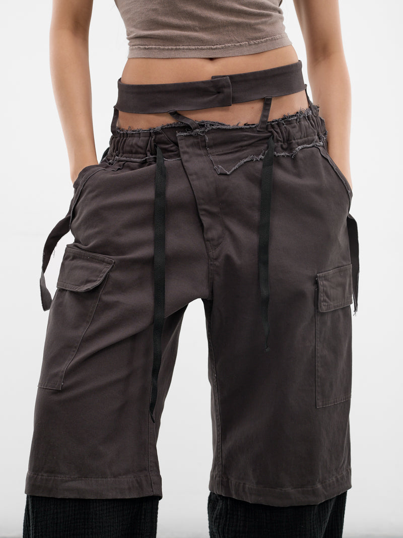 Two-Tone Paneled Cargo Pants (10920030603-BLACK-GREY)