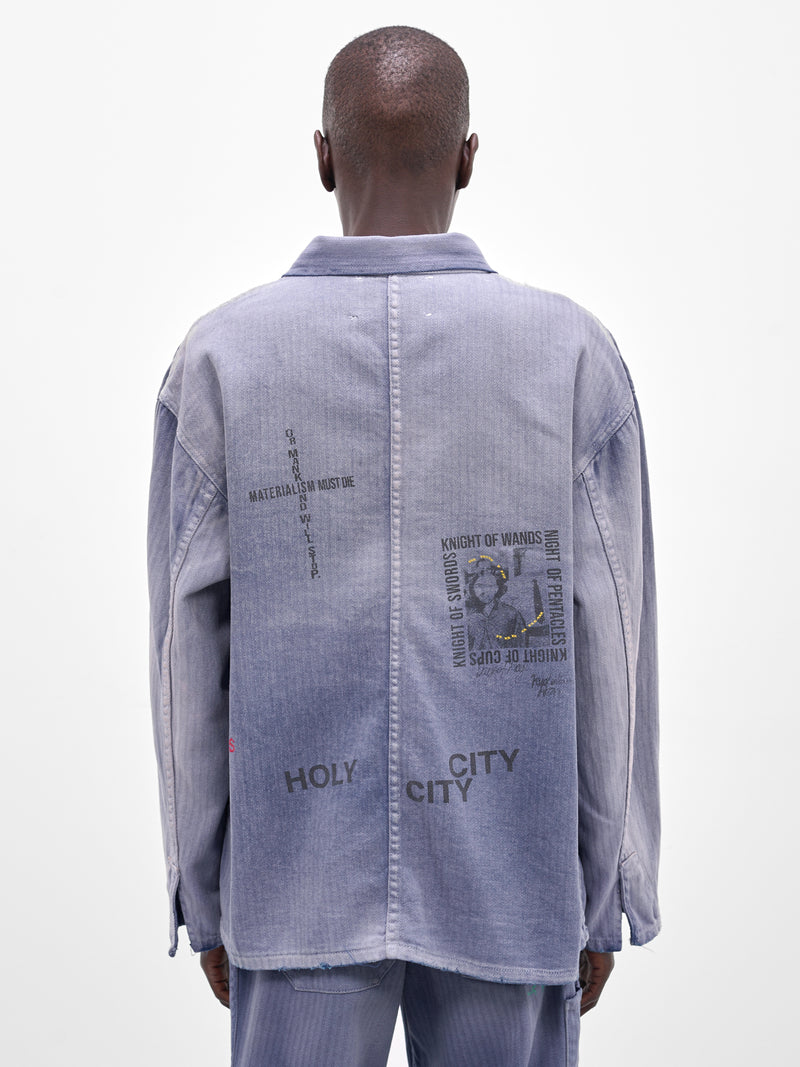 Holy City Distressed Twill Jacket (10U002Q3009-BLUE)