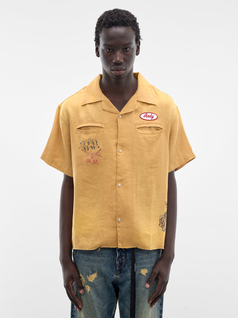 Yellow Linen Montauk Bowling Shirt (10U003Q1010-YELLOW)
