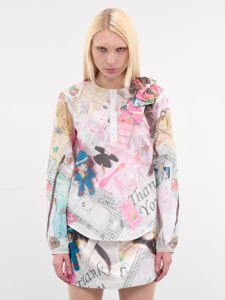 ASHLEY WILLIAMS Treasures Print Bow Shirt | H.Lorenzo