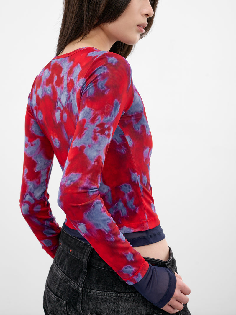 Red Duet Layered Mesh Top (1100-EL-PS26-BURST)