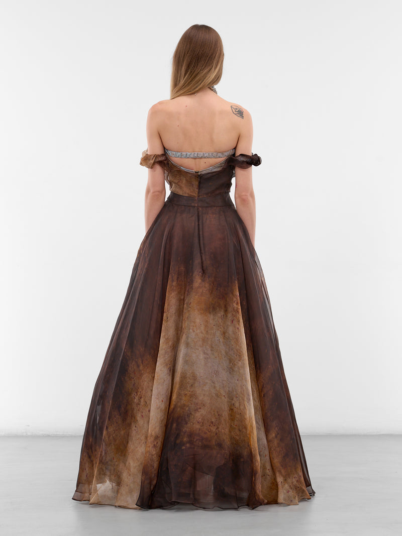 Brown Silk Gradient Maxi Gown (110103A1-W019H-D305-BROWN)