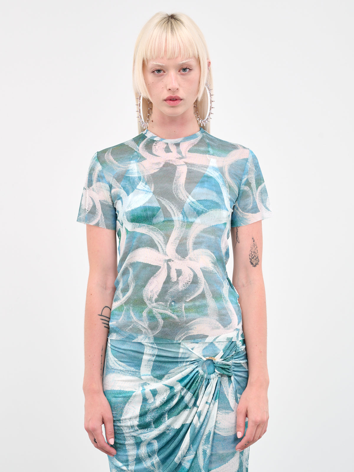 Mesh Tee (111002-5040-WHITE-FLOWER)