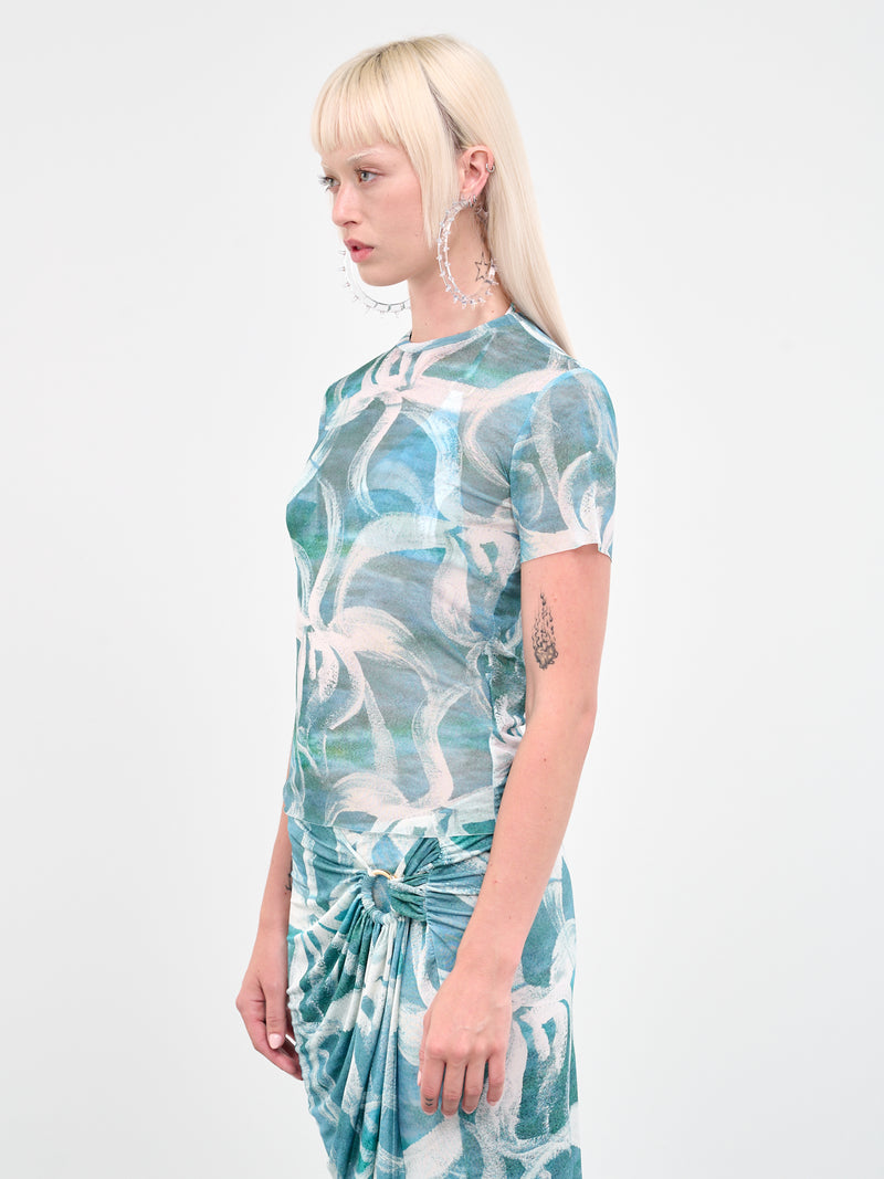 Mesh Tee (111002-5040-WHITE-FLOWER)