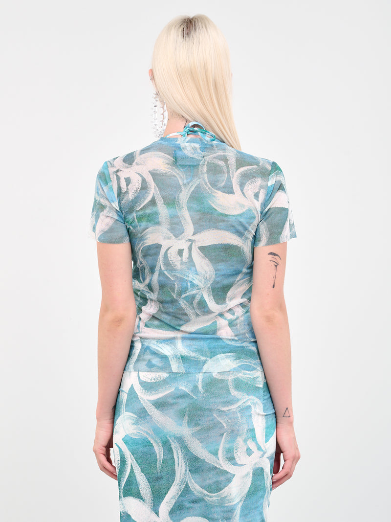 Mesh Tee (111002-5040-WHITE-FLOWER)