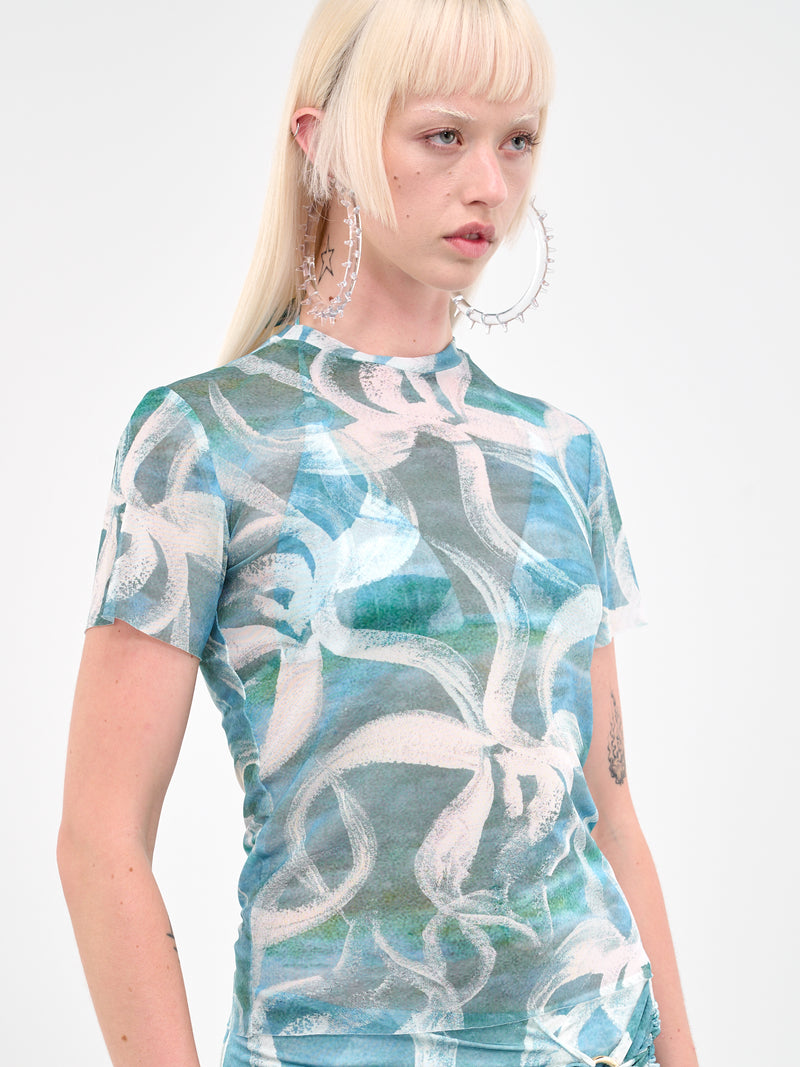 Mesh Tee (111002-5040-WHITE-FLOWER)