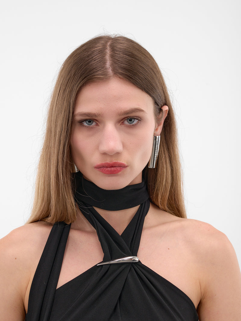 Silver Mismatched Numeric Logo Earrings (SM7VG0106-P8754-951-SILVER)