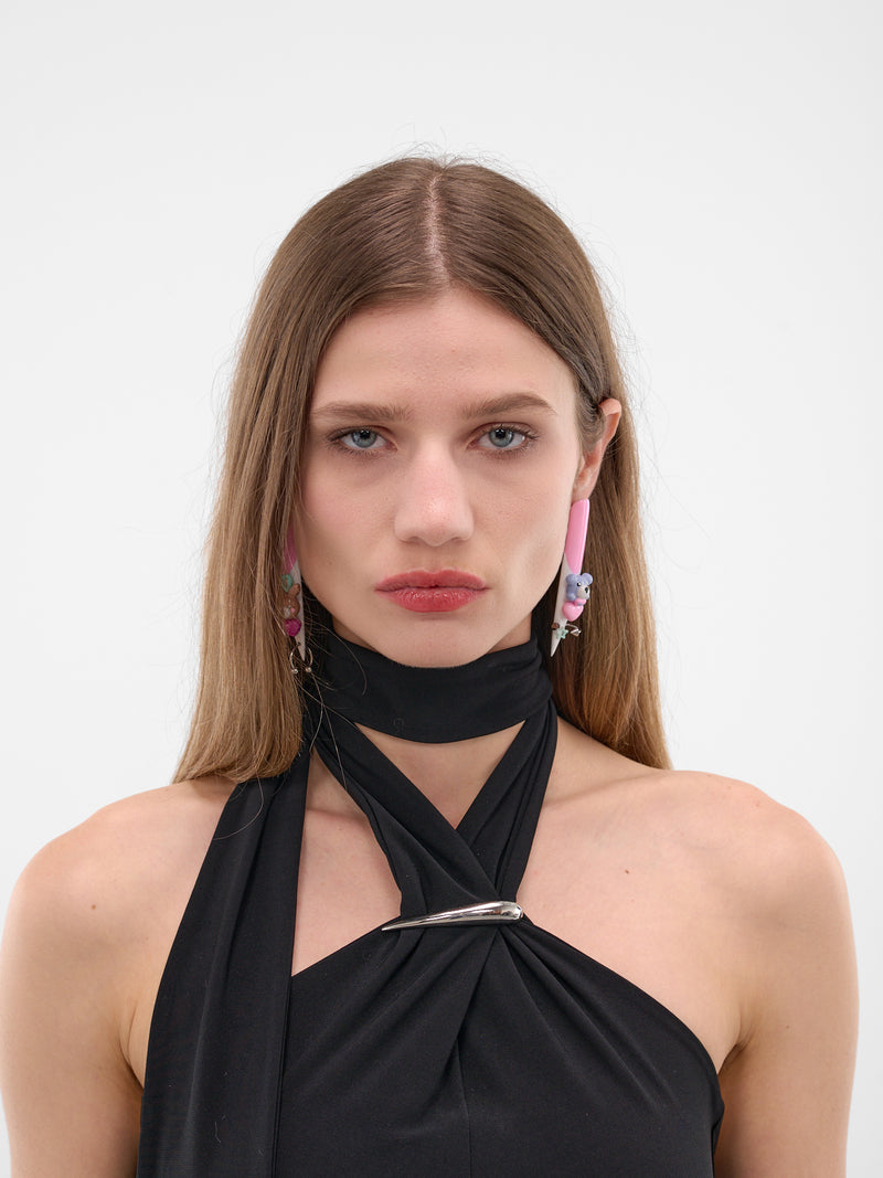 Resin Kawaii Stiletto Nail Earrings (JW15-MULTI-SILVER)