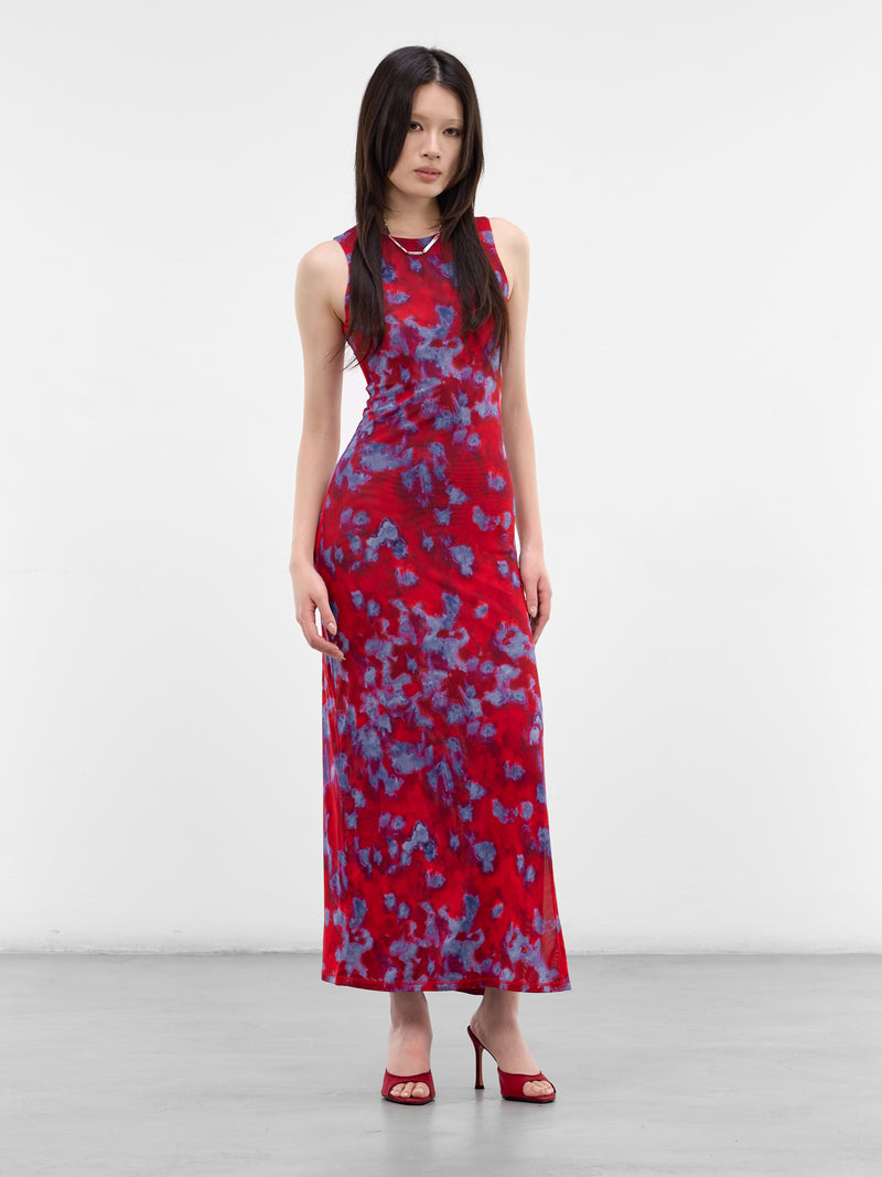 Red Duet Mesh Maxi Dress (1137-EL-PS26-BURST)