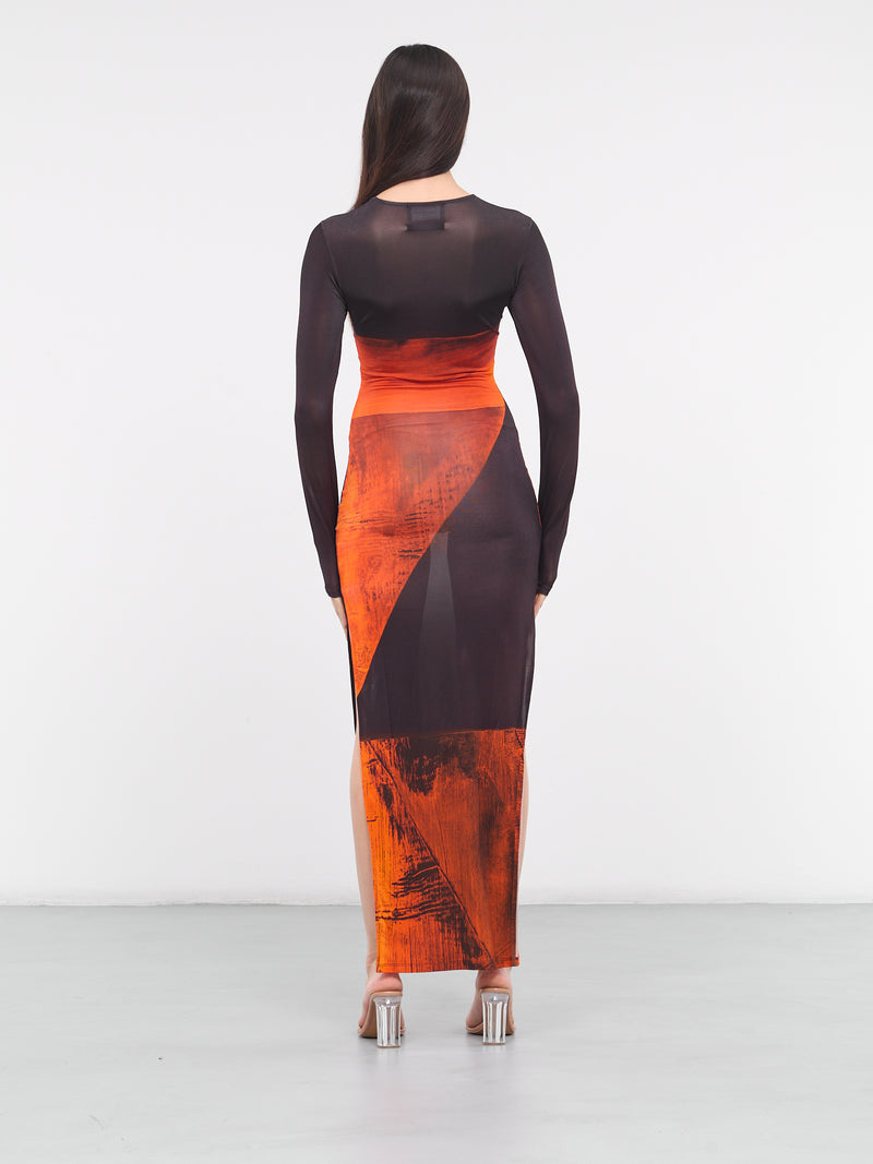 High Tide Slit Dress (114122-2004-ORANGE-POLYGON)
