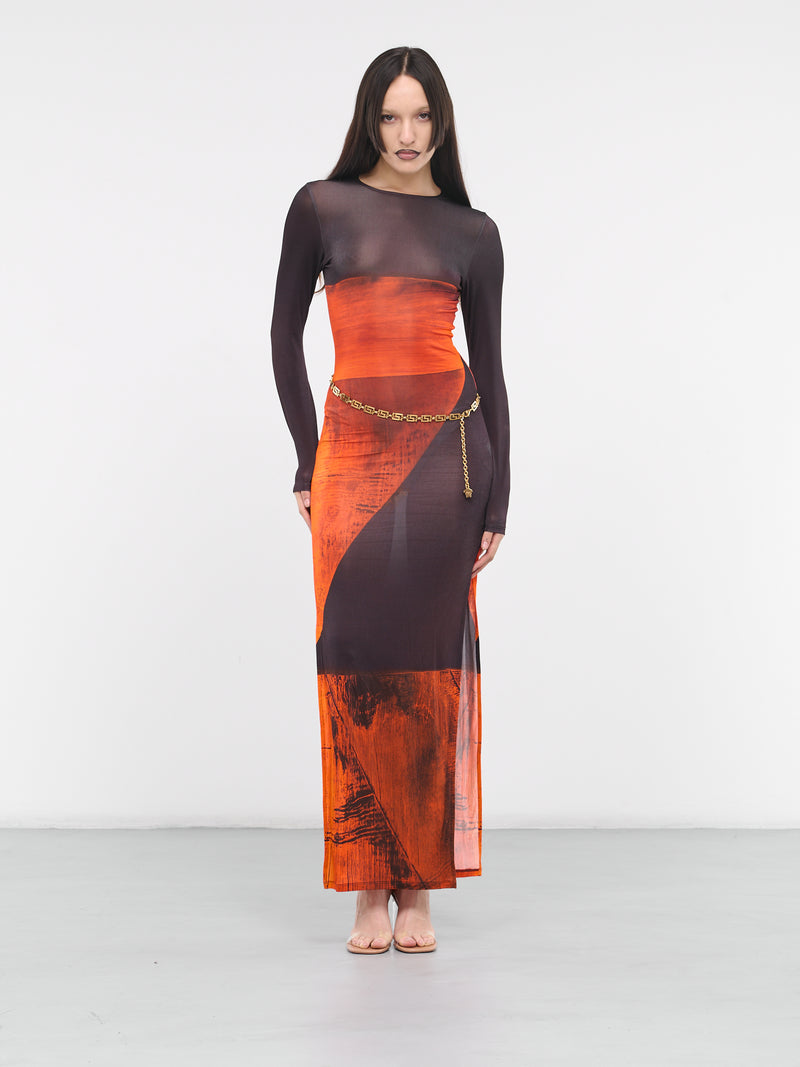 High Tide Slit Dress (114122-2004-ORANGE-POLYGON)