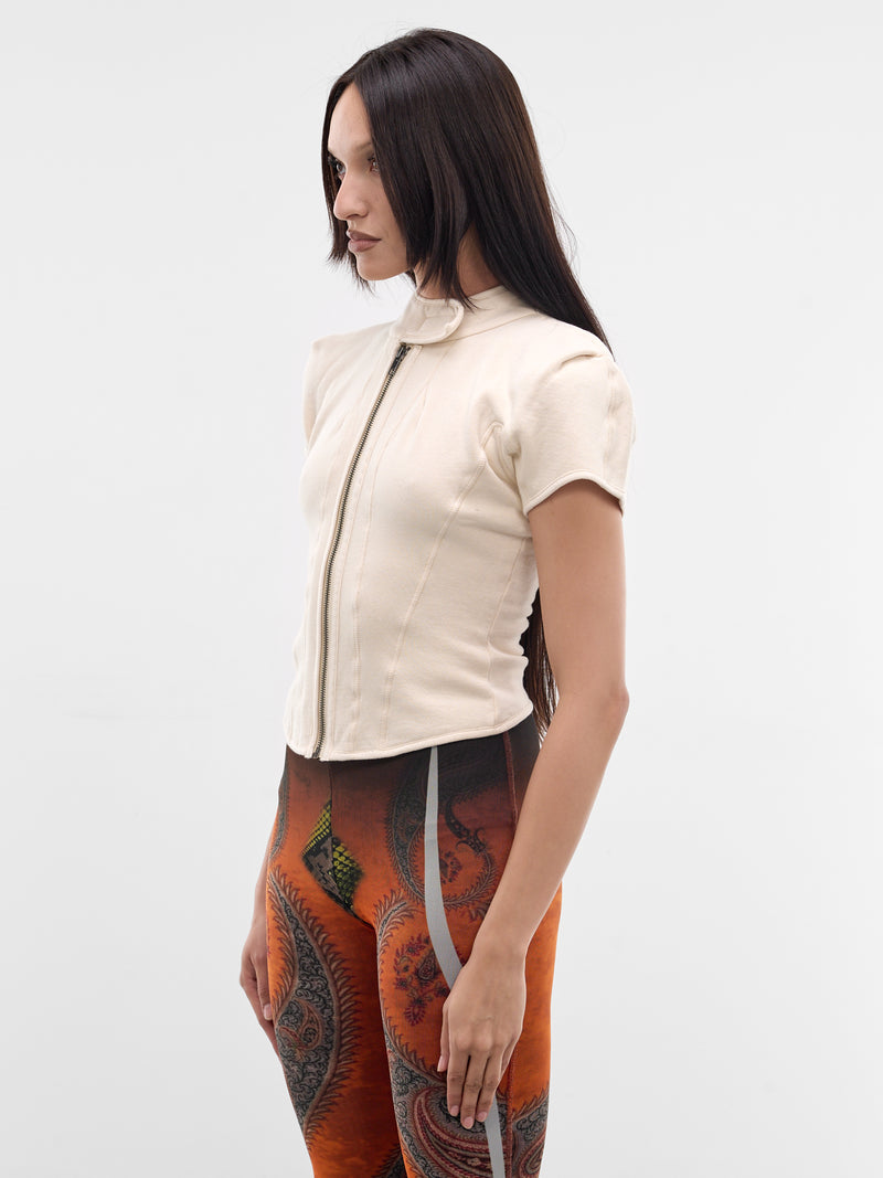 Beige Knit Orbital Zip Tee (11510441501-BEIGE)