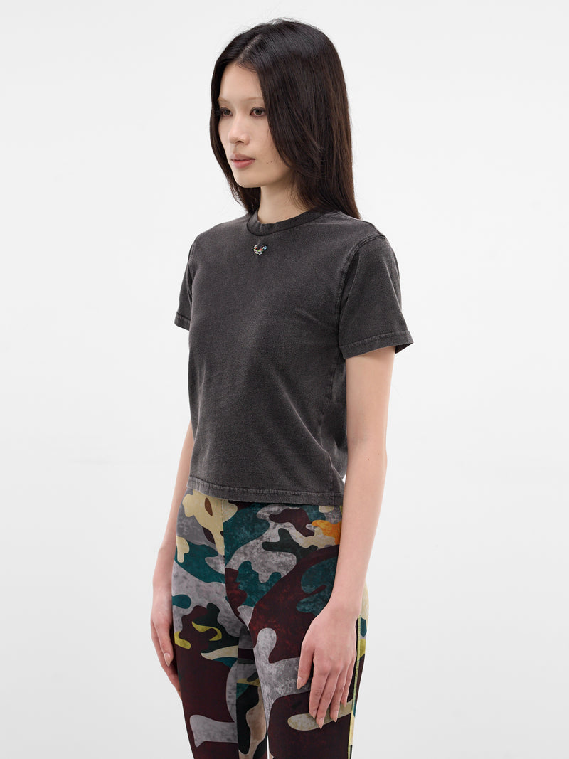 Black Slim Faded Piercing Tee (11510841501-BLACK)