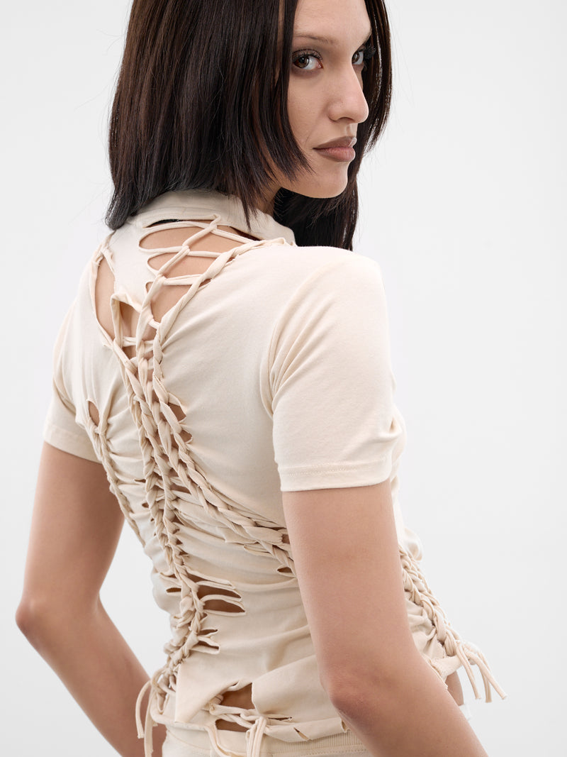 Beige Knit Otto Braided Tee (11510891502-BEIGE)