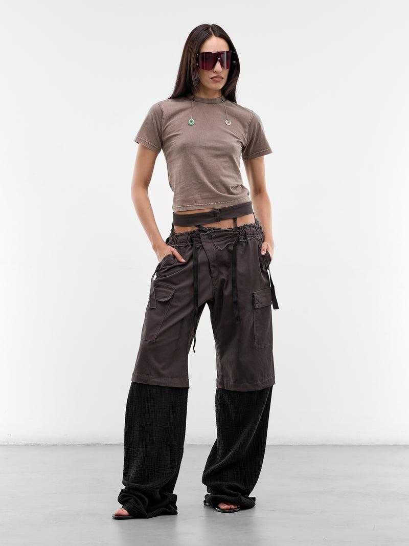 Two-Tone Paneled Cargo Pants (10920030603-BLACK-GREY)