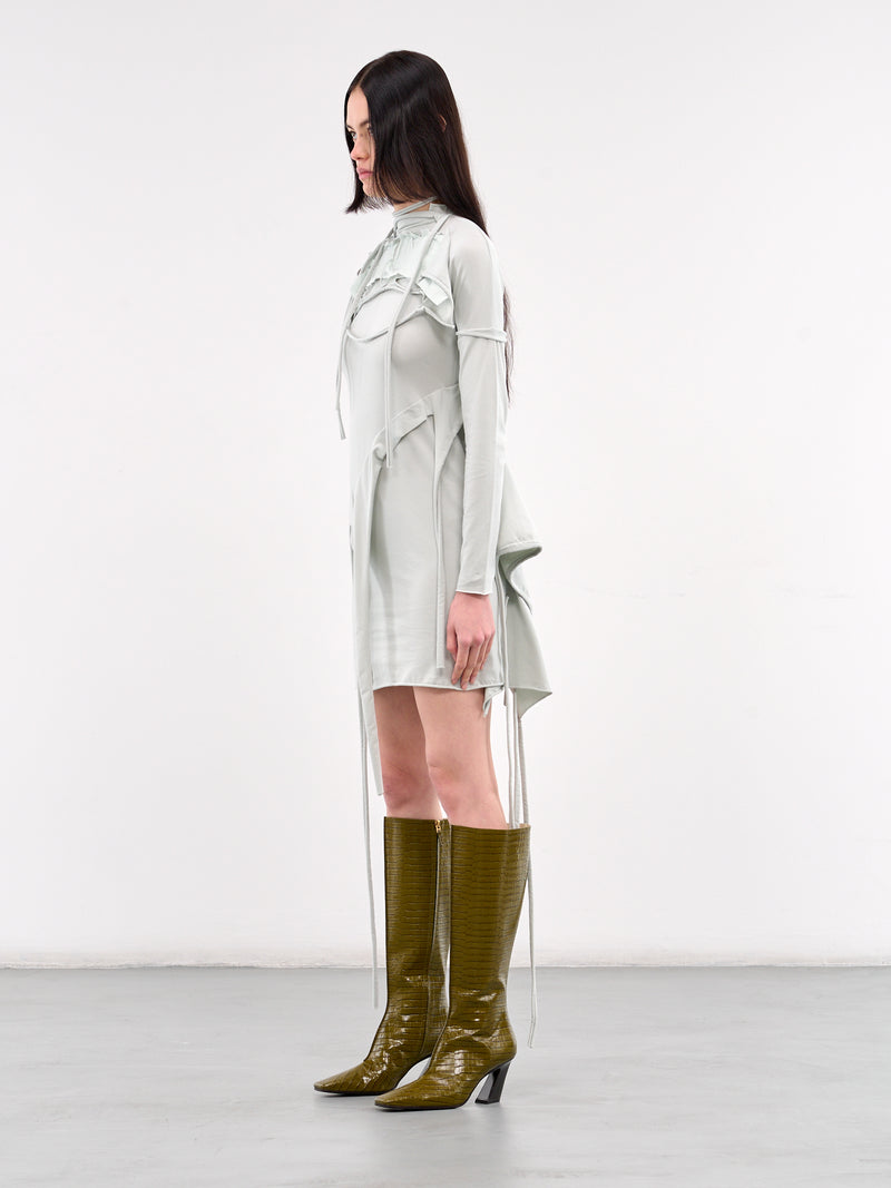 Deconstructed Long Sleeve Mini Dress (11550141501-GREY)