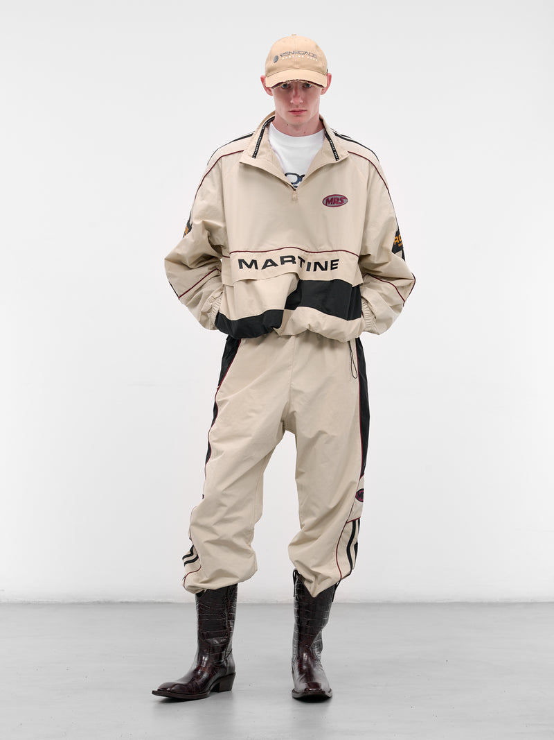 Cream Nylon Stripe Joggers (122WP01052-WHITE)