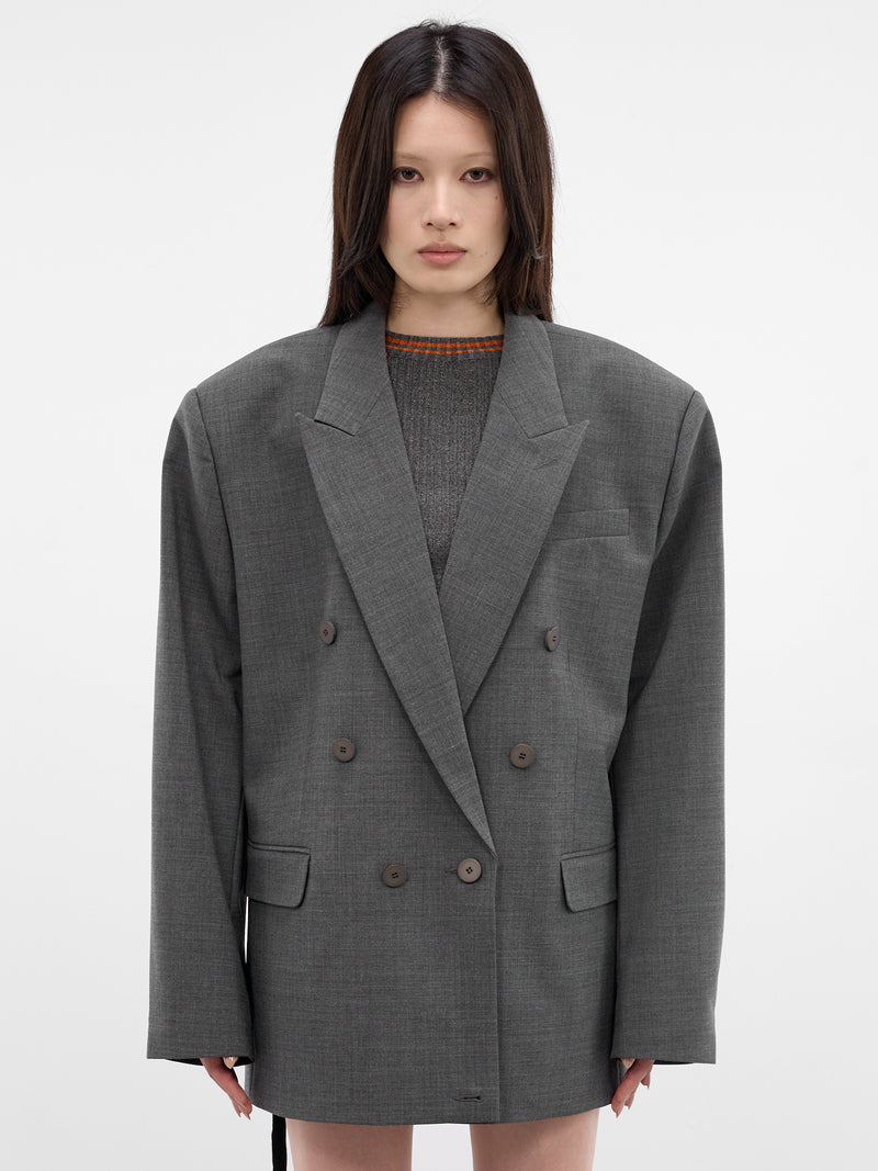 Gray Flex Wool Oversized Blazer (12360272302-GREY)