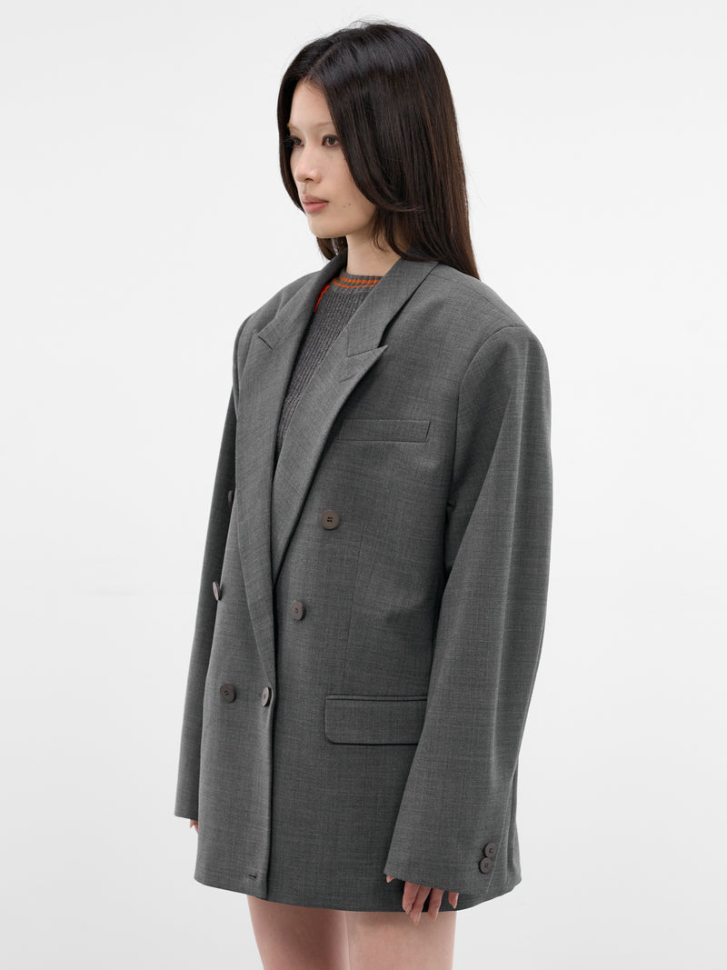 Gray Flex Wool Oversized Blazer (12360272302-GREY)