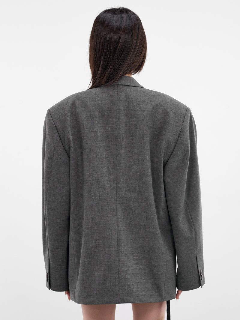 Gray Flex Wool Oversized Blazer (12360272302-GREY)