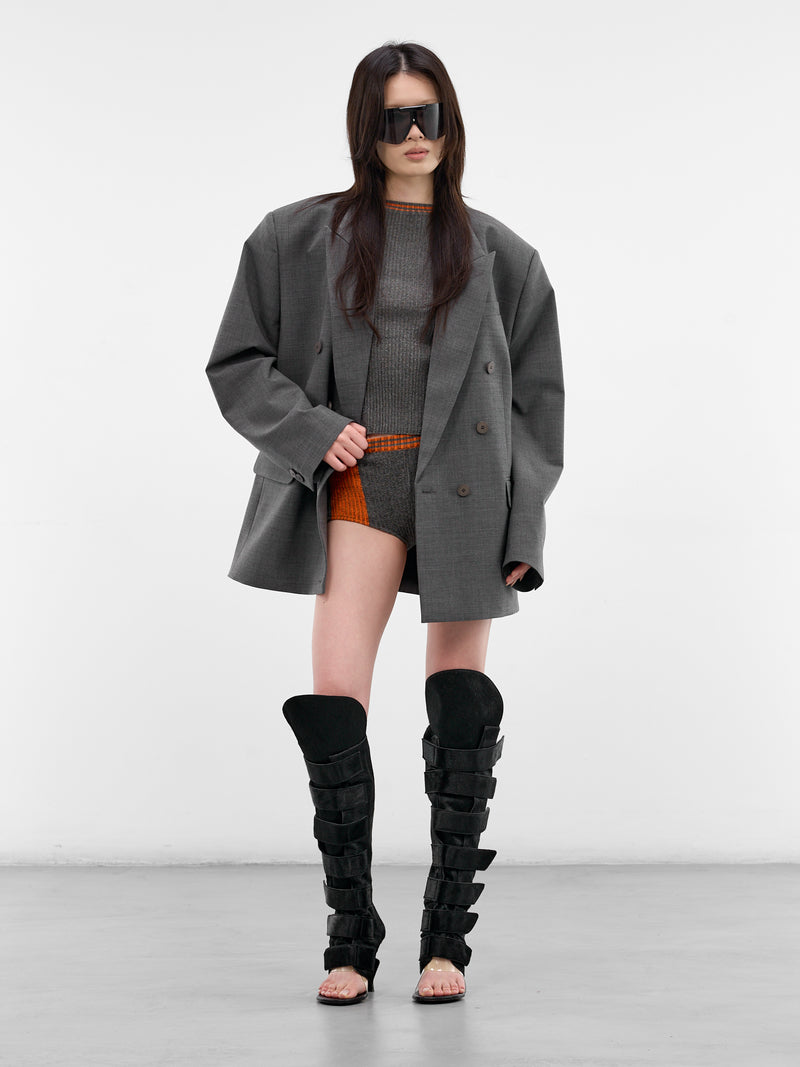 Gray Flex Wool Oversized Blazer (12360272302-GREY)