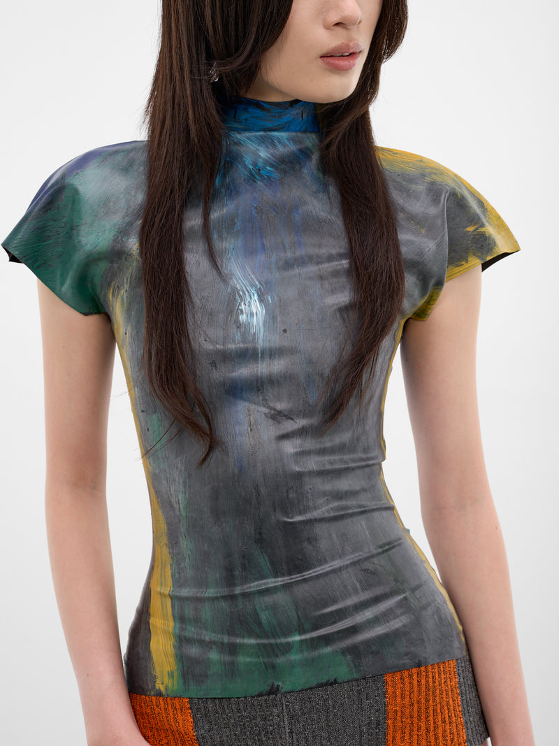 Abstract Painted Muse Stretch Top (12410863001-BLACK-MULTI)