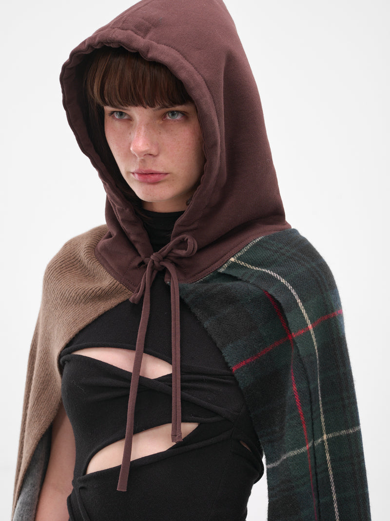 Brown Deconstructed Hoodie Scarf (12990282801-BROWN-GREY)