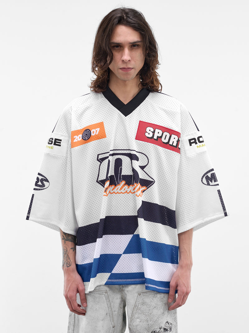 White Mesh Oversized Hockey Top (129JT10063-WHITE)