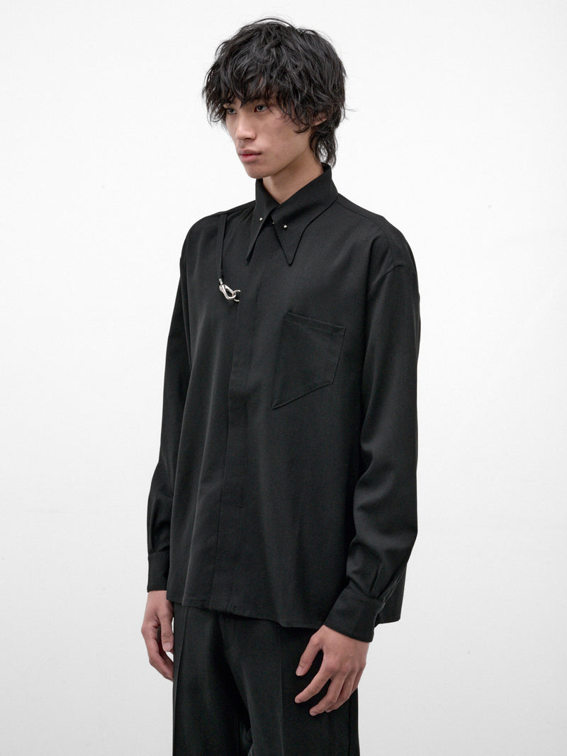 Black Wool Pierce Shirt (13-PIERCE-SHIRT-BLACK)
