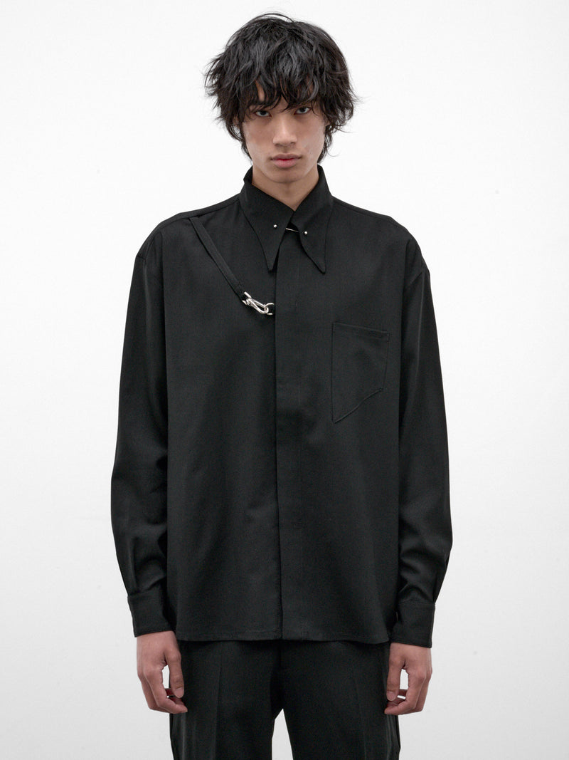 Black Wool Pierce Shirt (13-PIERCE-SHIRT-BLACK)
