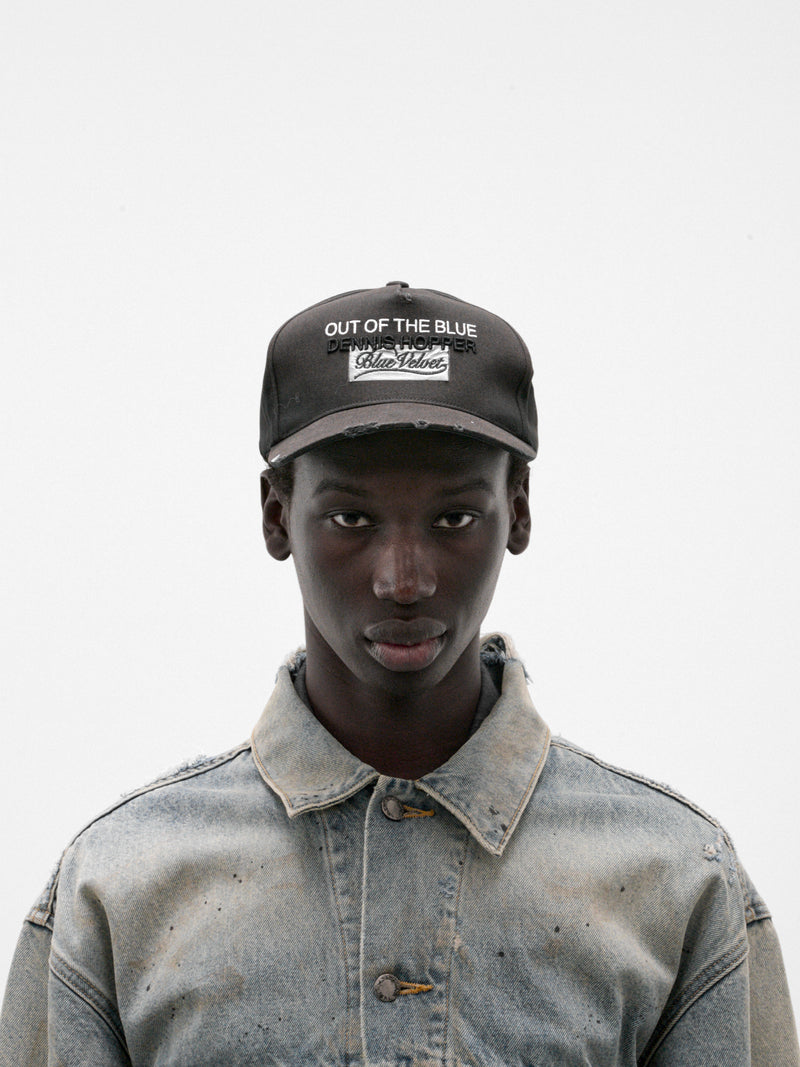 Black Blue Velvet Trucker Hat (13U001Q3018BLK-BLACK)