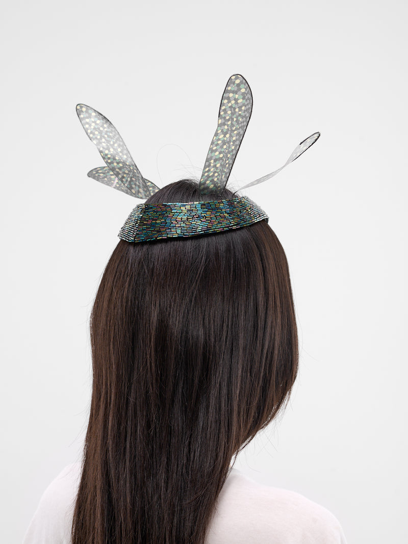 Emerald Beaded Dragonfly Headdress (14-MARCHESA-CASATI-EMERALD)