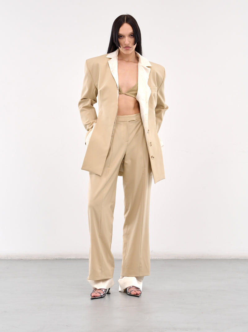 Double Hem Tailored Trousers (144-201-GEMINI-SAND)