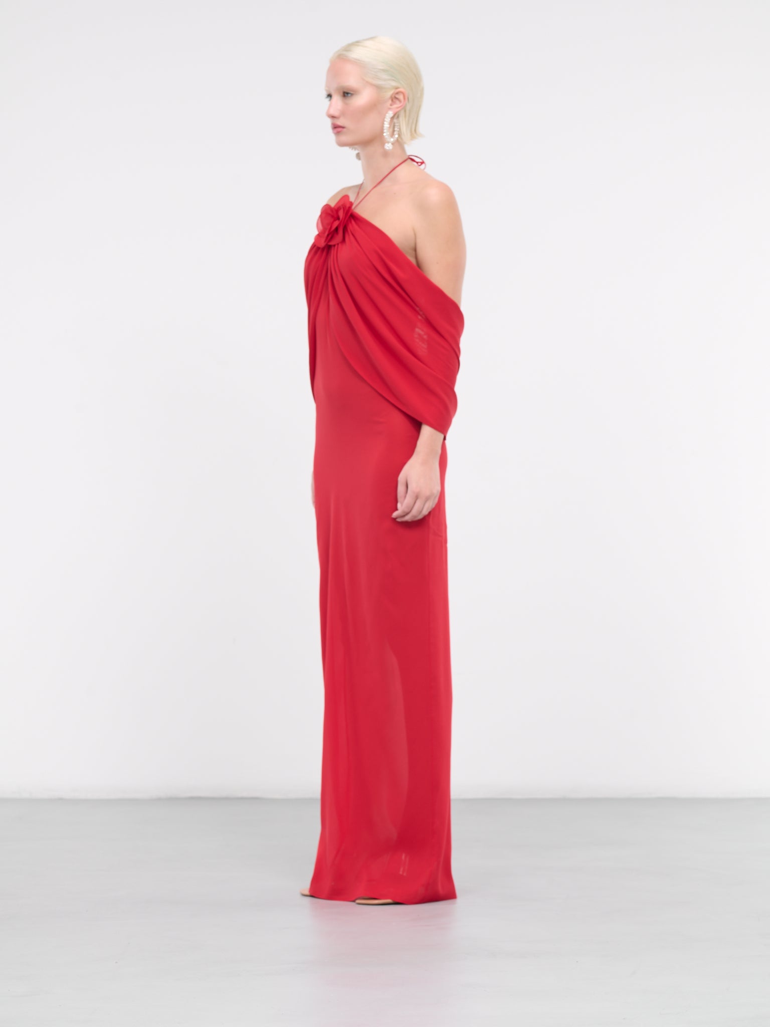Rose Appliqué Wrap Dress (15-RED)