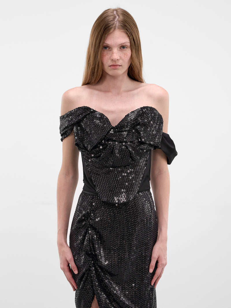 Black Knot Sequin Corset (15030046-J00AD-BLACK)