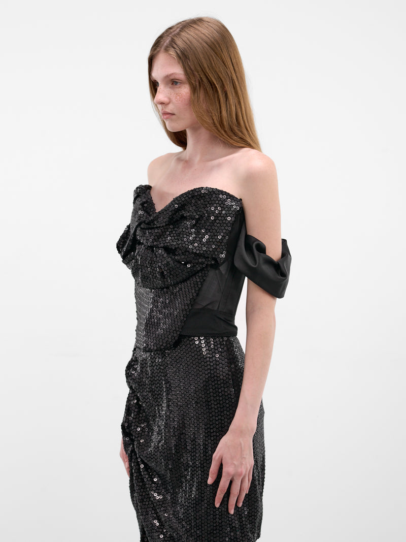 Black Knot Sequin Corset (15030046-J00AD-BLACK)
