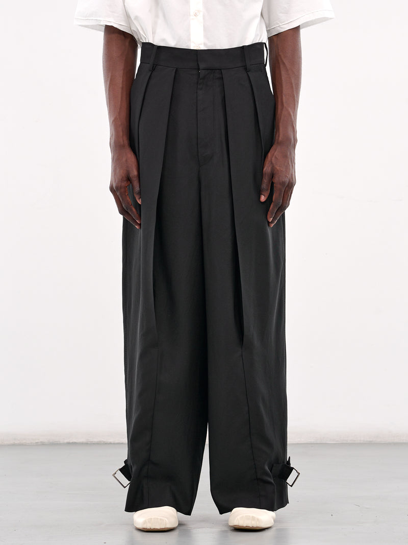 Rayon Doeskin Slit Wide Pants (1525105013-BLACK)