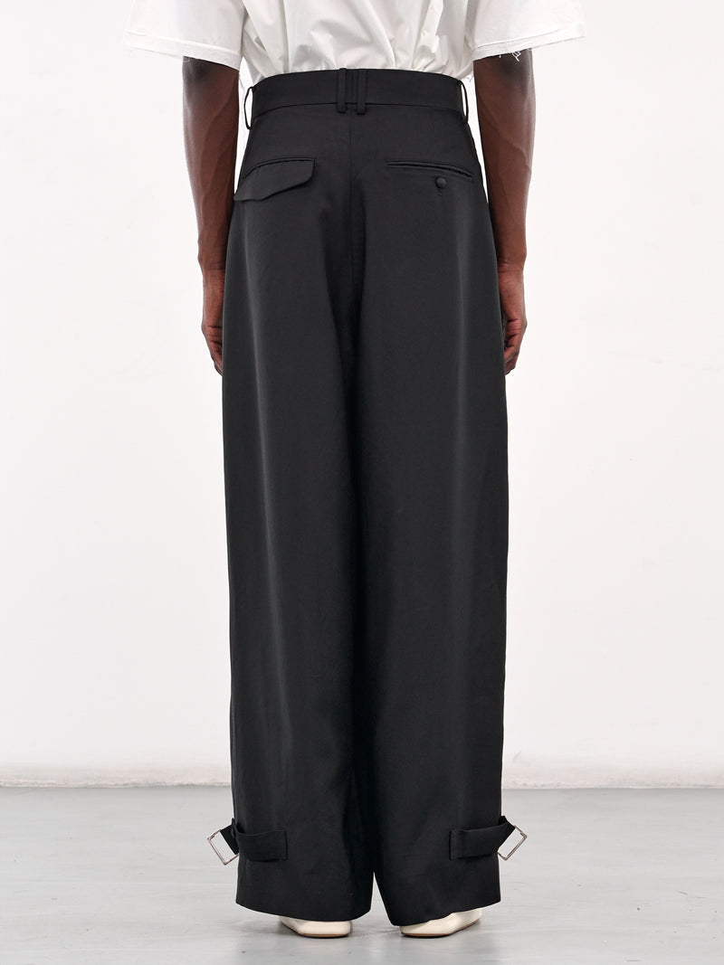 Rayon Doeskin Slit Wide Pants (1525105013-BLACK)