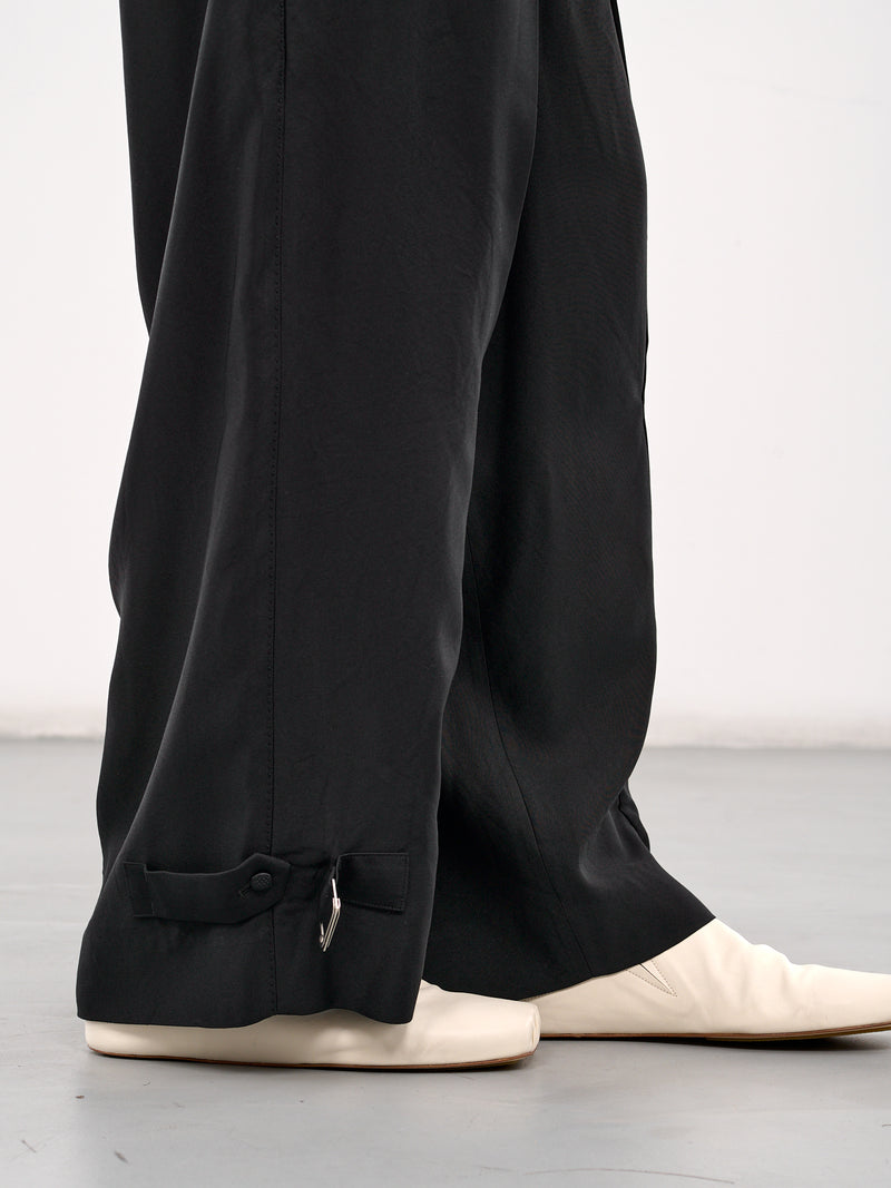 Rayon Doeskin Slit Wide Pants (1525105013-BLACK)