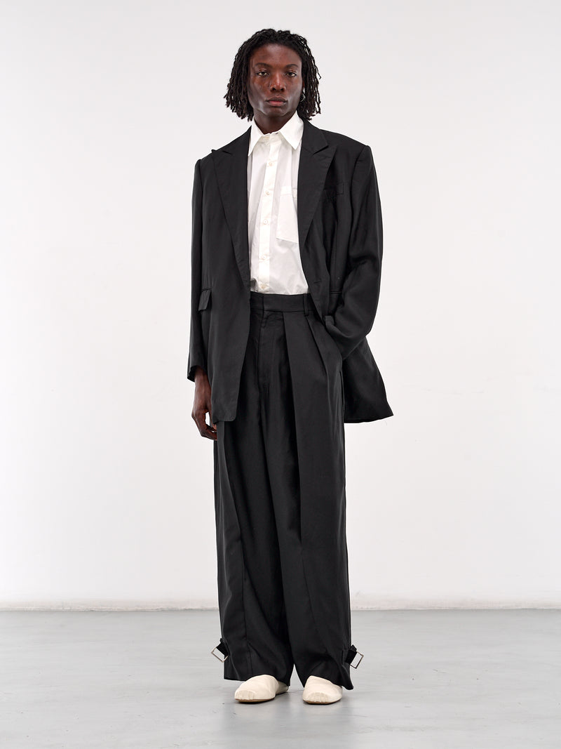 Rayon Doeskin Slit Wide Pants (1525105013-BLACK)