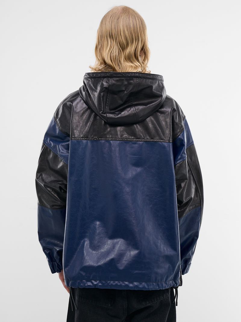 Lamb Leather Wingshape Mountain Parka (1626402005-BLUE)