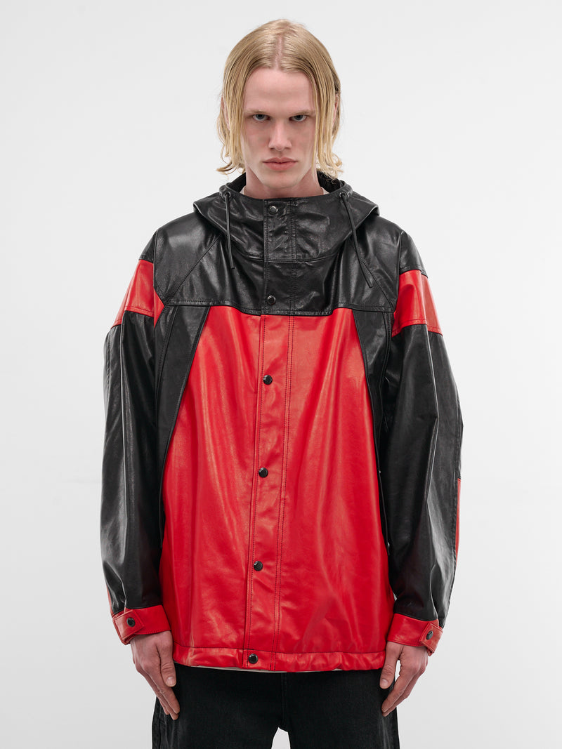 Lamb Leather Wingshape Mountain Parka (1626402005-RED)