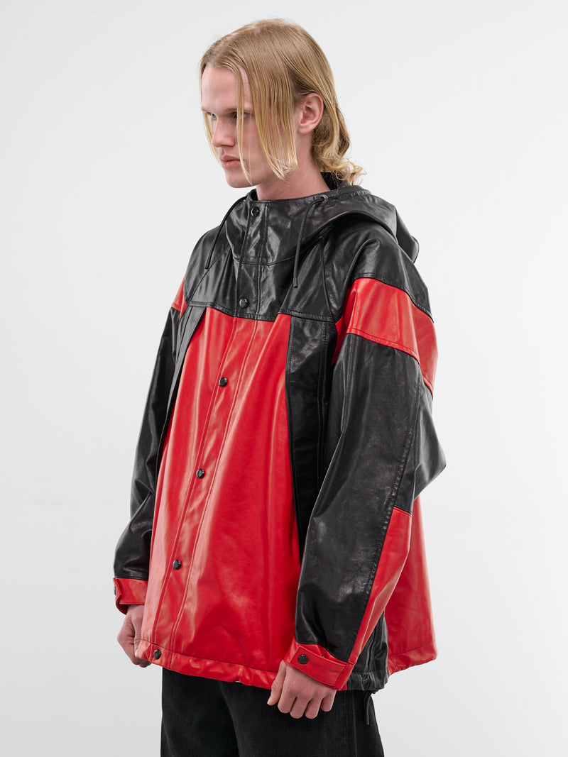 Lamb Leather Wingshape Mountain Parka (1626402005-RED)